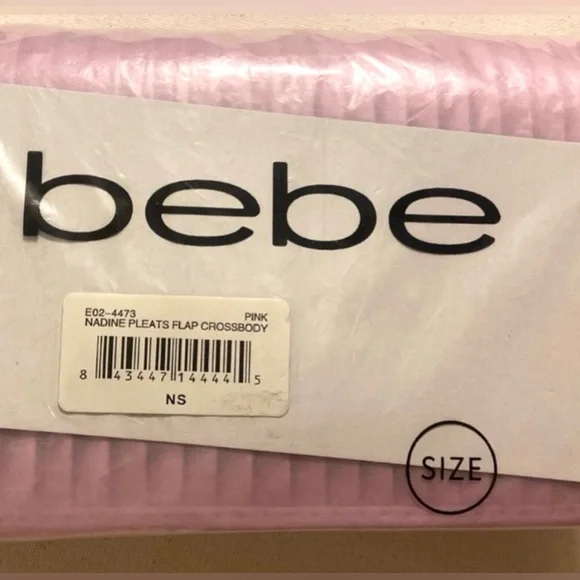 Bebe Nadine Pleats Flap Crossbody Bag Purse Pink Logo 7.5x5x2 Clutch - NWT - Picture 3 of 6